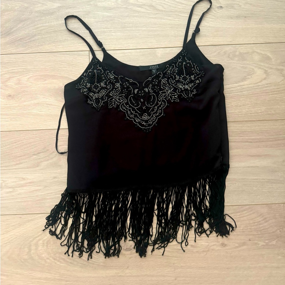 GUESS beaded fringe top